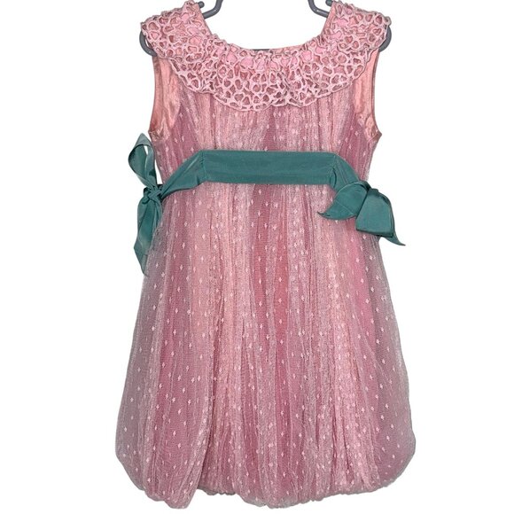 Pinco Pallino Imelde & Stefano Cavalleri Girls Designer Lace Bubble Dress Size 6 - Picture 1 of 12